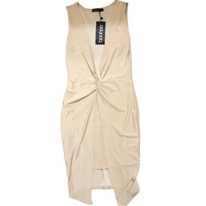 Boohoo Nude Deep V Cut Dress
